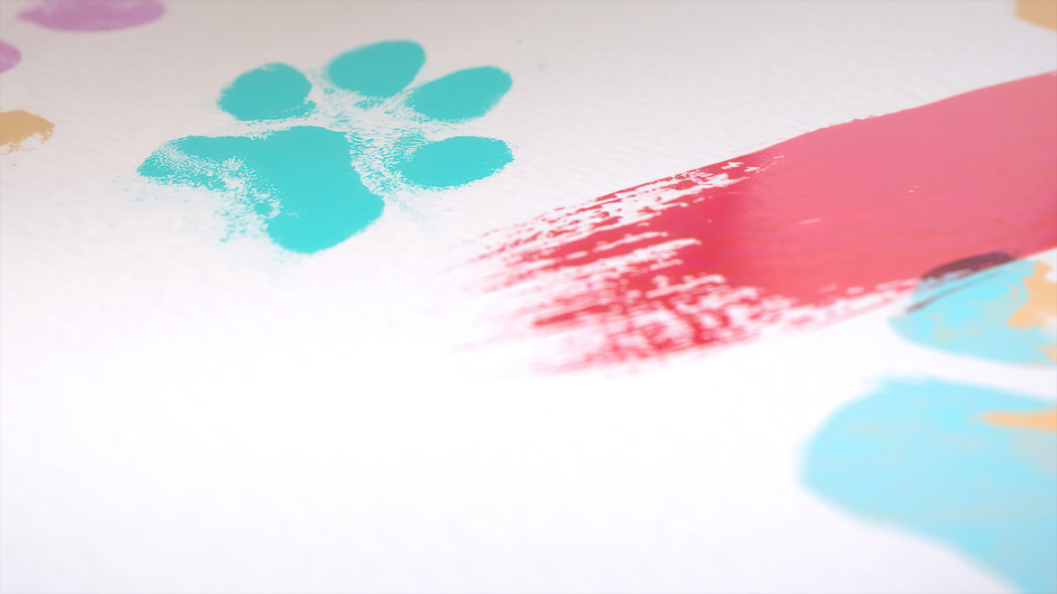 Dogami - dog paw prints in paint